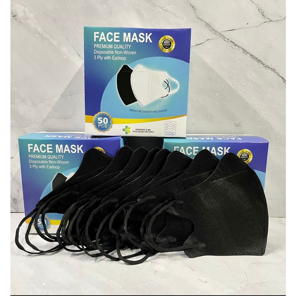 Jual MASKER DUCKBILL HITAM FACEMASK ISI 50 PCS Nobox Shopee Indonesia