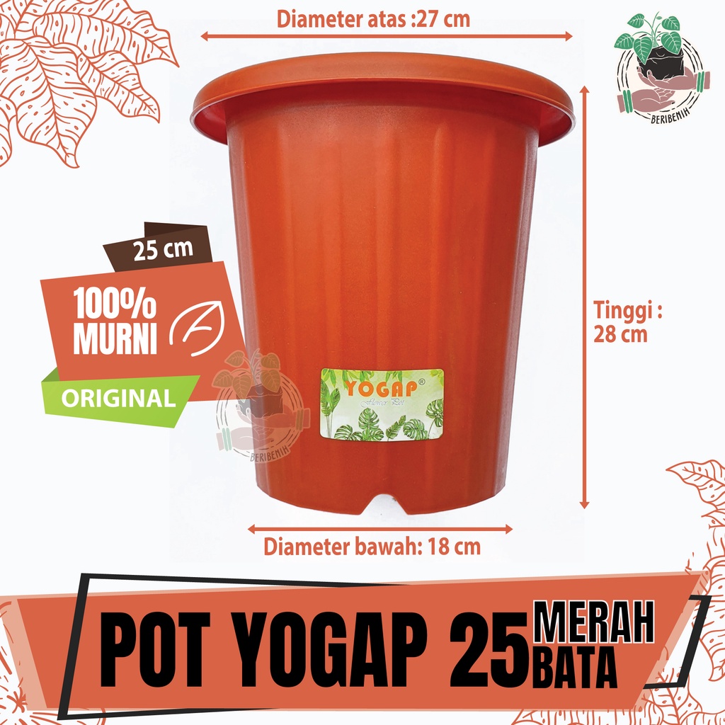 Jual Pot Tanaman Hias Yogap Merah Bata Coklat Pot Taman Bunga Tebal