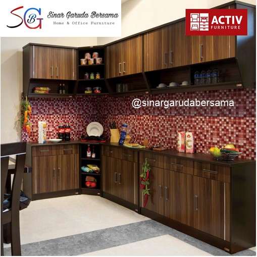 Jual Kitchen Set Dapur Lemari Dapur Warna Cokelat Merk Activ Kofi