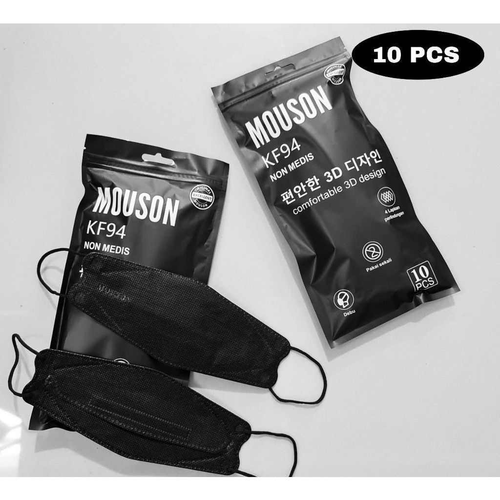 Jual Masker Mouson KF94 Putih Hitam Abu Per Pack Isi 10 Pcs Original