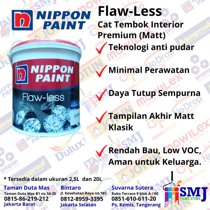 Jual CAT TEMBOK INTERIOR NIPPON PAINT FLAWLESS PUEBLO BLUE KEMASAN 2 5