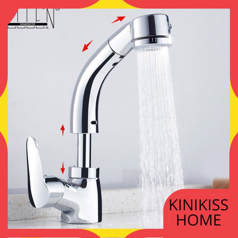 Jual Keran Dapur Pull Out Bathroom Sink Faucet Hot And Cold Water Mixer Crane Lift Up And Down