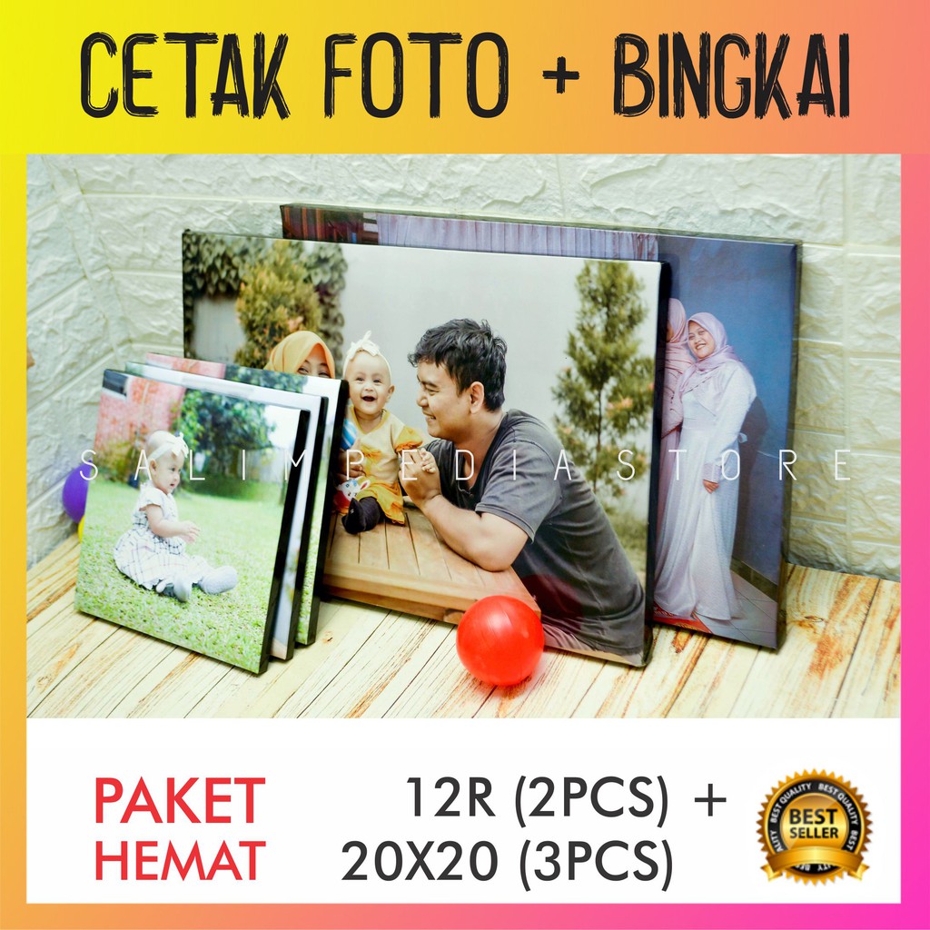 Jual PAKET HEMAT CETAK FOTO BINGKAI UKURAN 12R 2PCS 20X20 CM