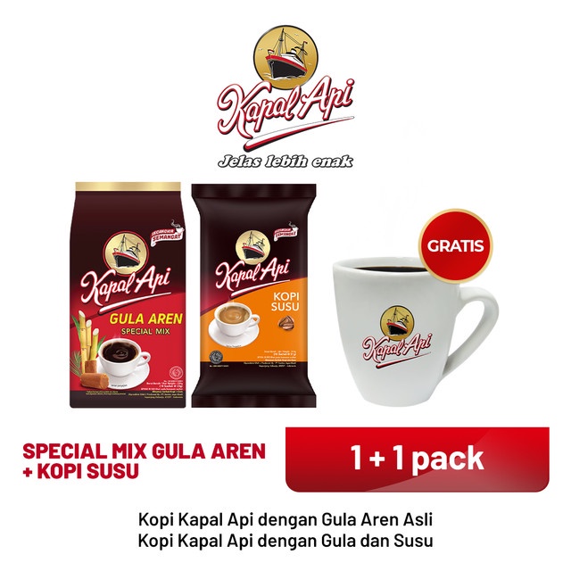 Jual Kapal Api Special Mix Gula Aren Pack Kopi Susu Pack Free Mug