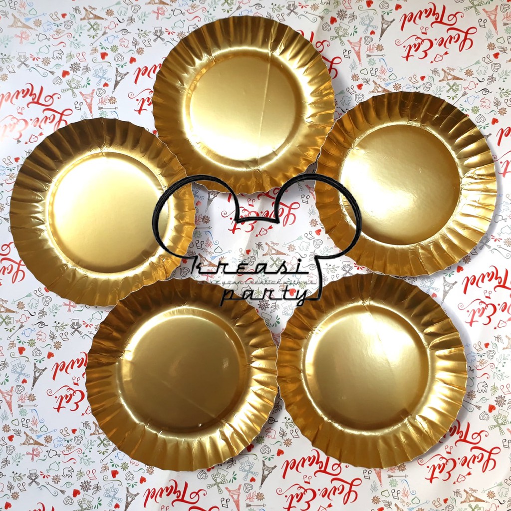 Jual Piring Kue Gold Paper Plate Gold Piring Kertas Piring Kue