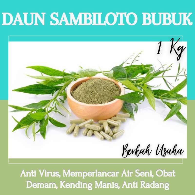 Jual JAMU DAUN SAMBILOTO SAMBIROTO BUBUK MURNI TANPA CAMPURAN 1 KG