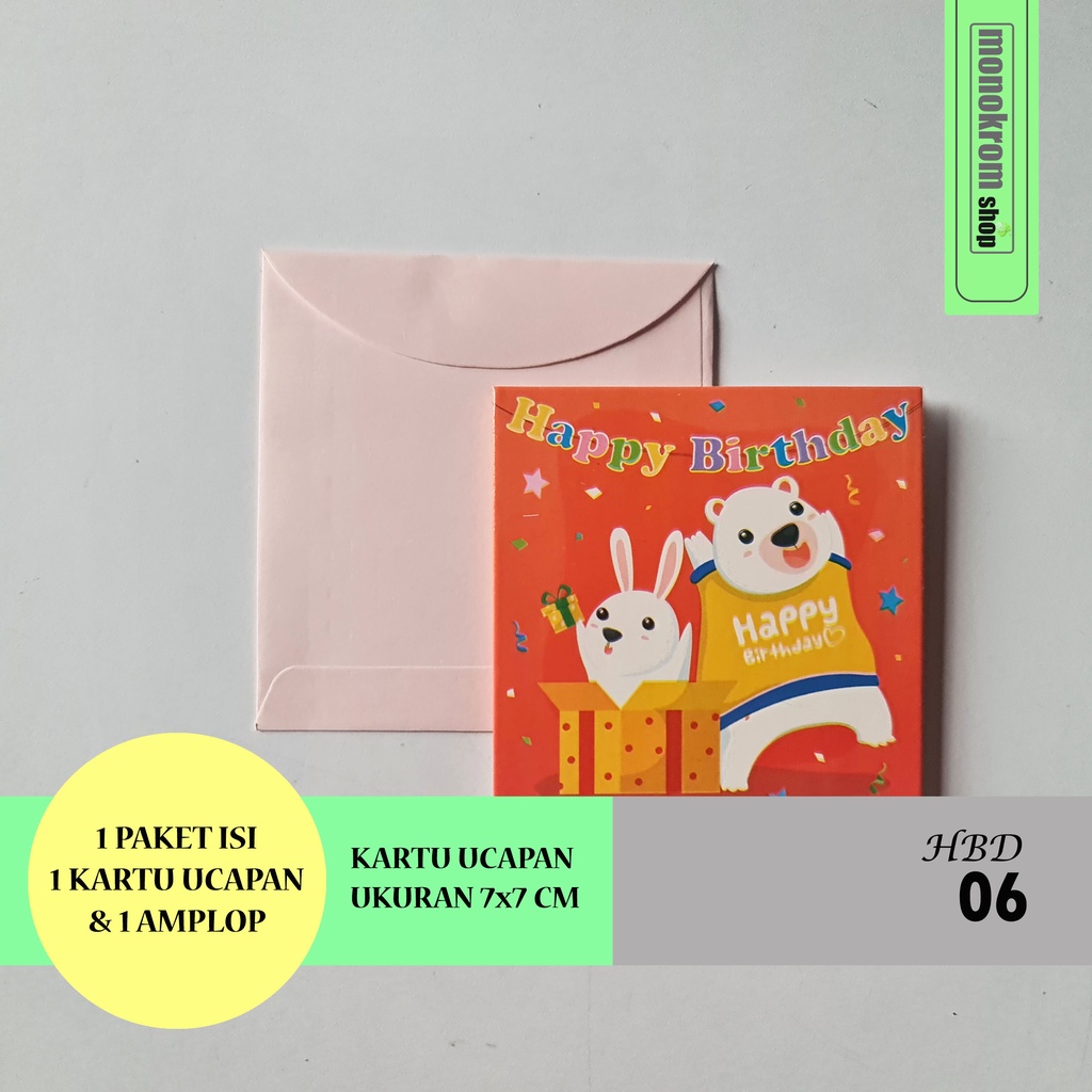 Jual Kartu Ucapan Kecil Sansan Wawa Motif Happy Birthday Hbd Greeting