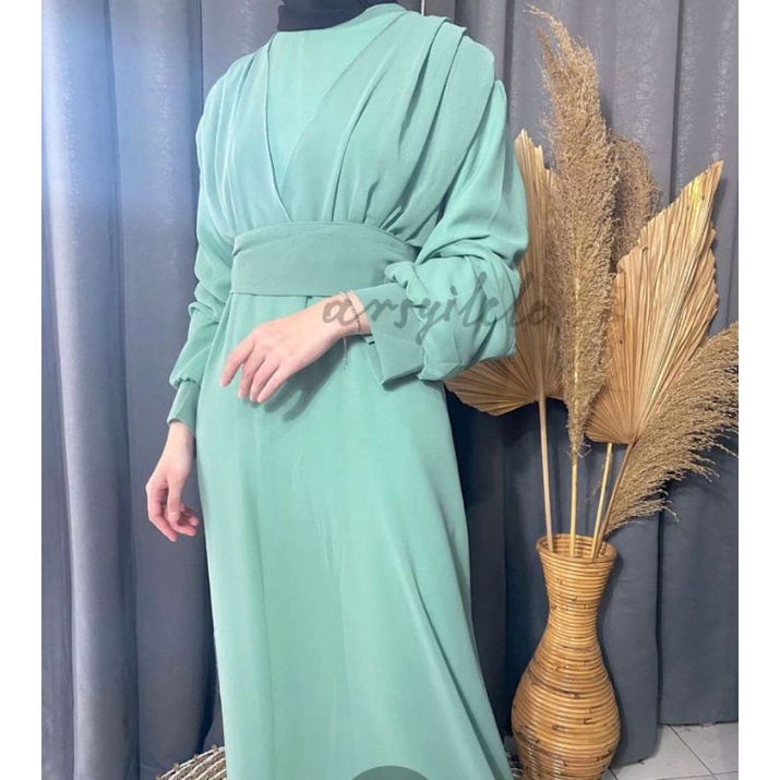 Jual Gaudy Maxi Ceruty Dress Free Belt Gamis Modern Mewah Gamis