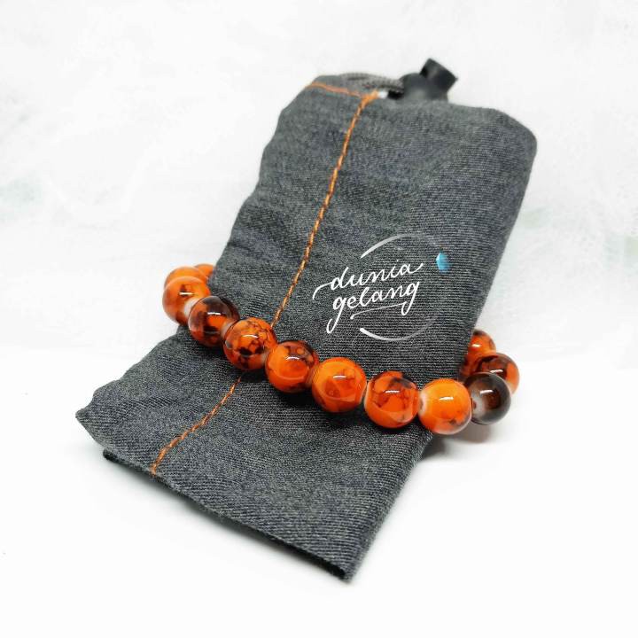 Jual Gelang Batu Orange Oren Giok Gimitri Lokai Pria Wanita Cowok Cewek