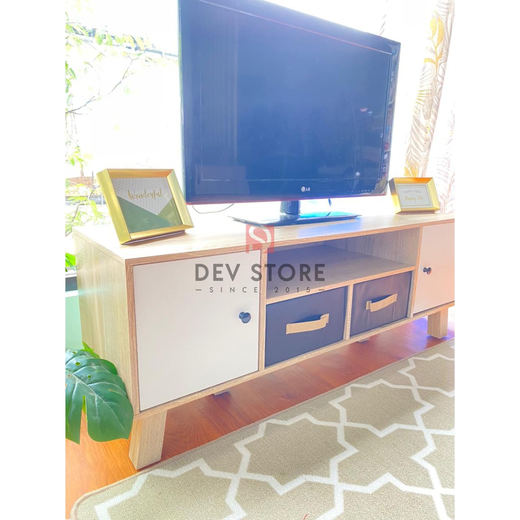 Jual Arnor Tv Meja Tv Rak Tv Kayu Terang Putih Sonoma Oak White