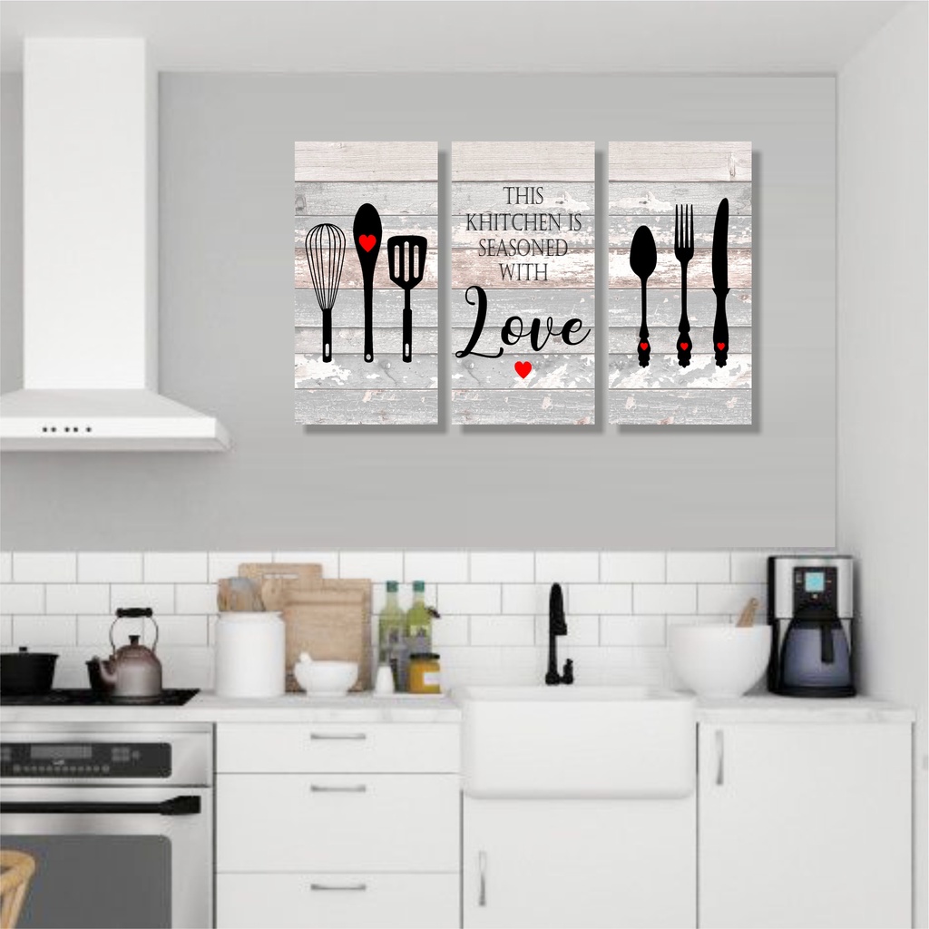 Jual Hiasan Dekorasi Dinding Poster Kayu Set Dapur Kitchen Dk