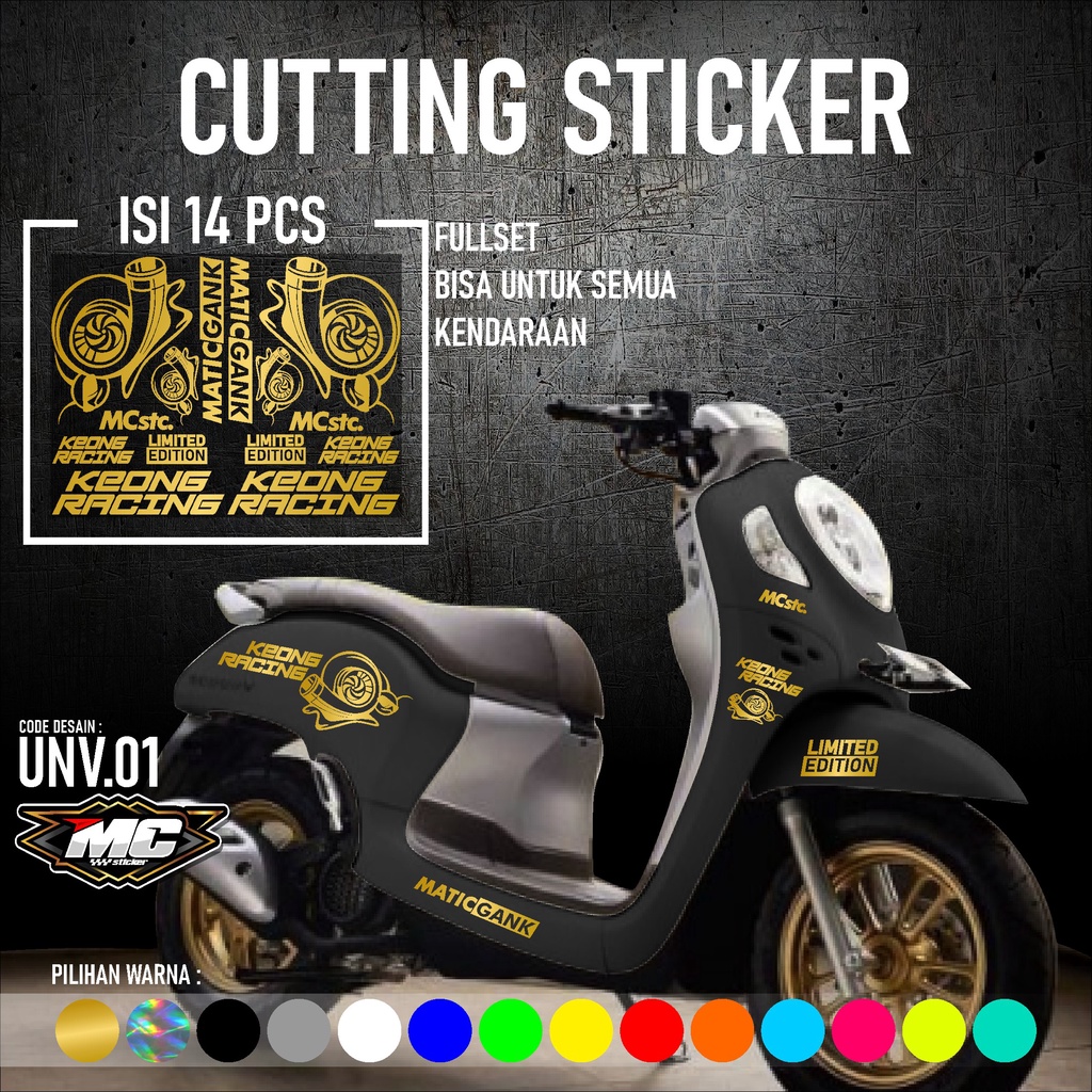 Jual Cutting Sticker Striping Motor Scoopy Fullset Isi 14 PCS Stiker