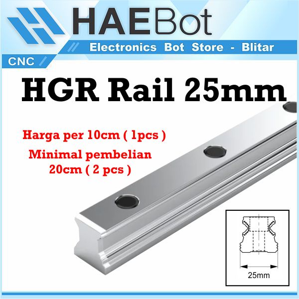 Jual HAEBOT Linear Guide Rail HGR25 HGR 25 10cm Rel CNC Shaft As 25mm