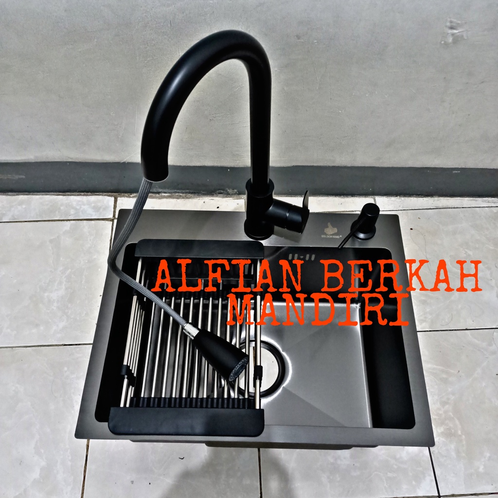 Jual PAKET Kitchen Sink Hitam 5040 Kran Sink TARIK Hitam Bak Cuci