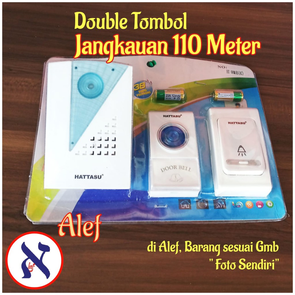 Jual Bel Rumah Wireless Bell Pintu Door Dobel Dua Tombol Double Hattasu