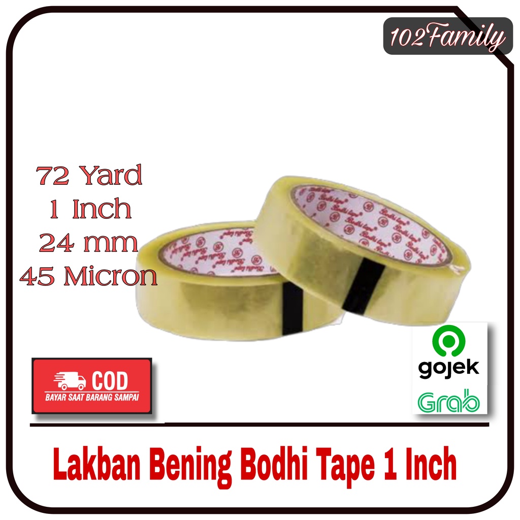 Jual Lakban Bening 1 Inchi Merk Bodhi Tape 24 Mm X 45 Micron Daya