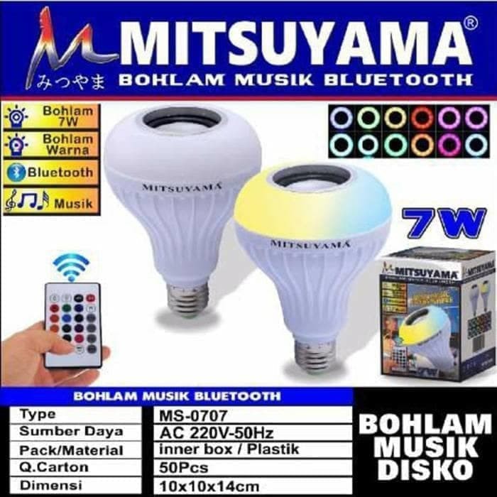 Jual Bohlam Lampu Led Musik Bluetooth Speaker Mitsuyama Ms Remote