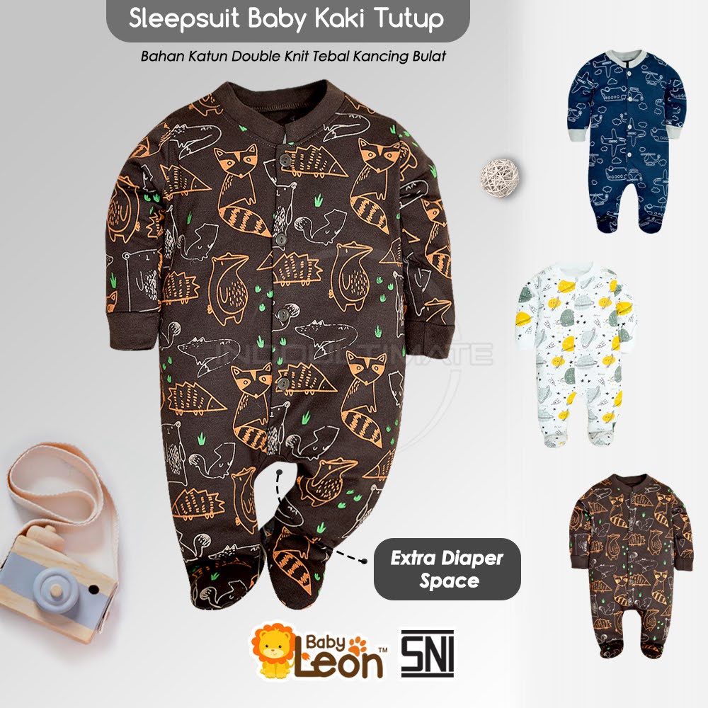 Jual Pcs Jumsuit Bayi Kaki Tutup Lengan Panjang Baby Leon Jumper Bayi