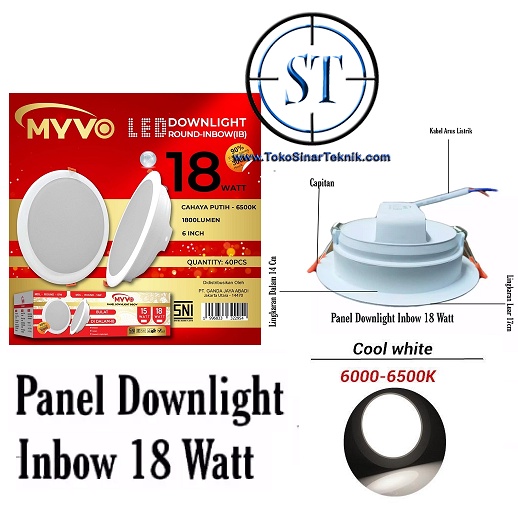 Jual Myvo Panel Led Lighting W Lampu Panel Downlight Watt