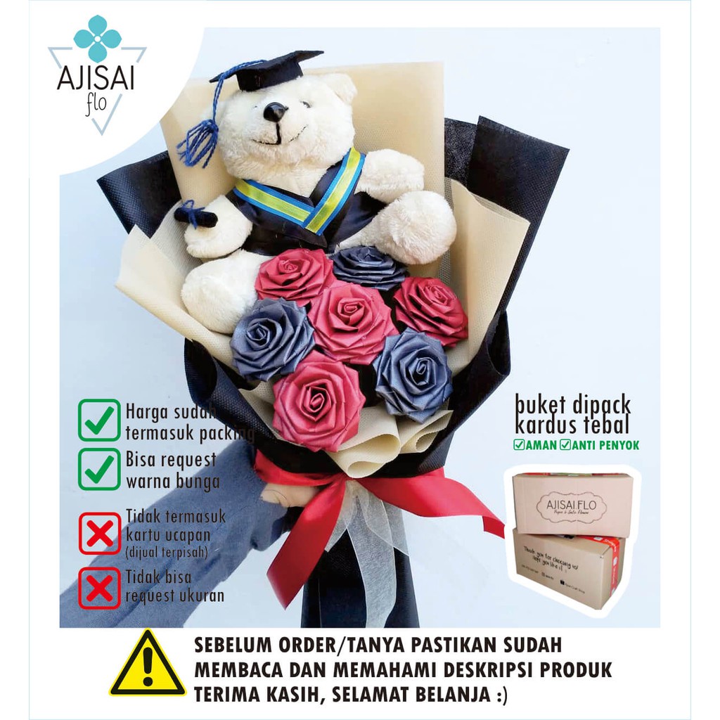 Jual Buket Bunga Wisuda Mawar Kertas Boneka Wisuda Paper Bouquet