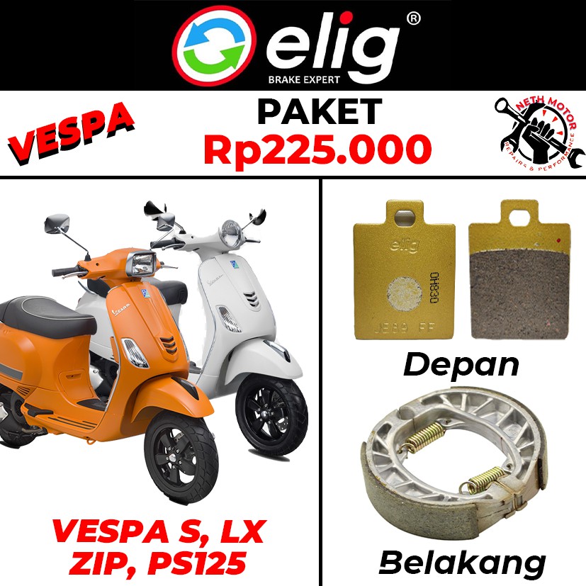 Jual Paket Kampas Rem Elig Vespa Piaggio S Lx Zip Ps Em Scm