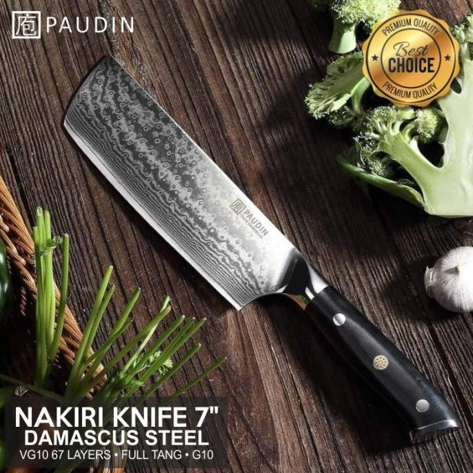 Jual Pisau Dapur Paudin C Premium Kitchen Nakiri Knife Damascus