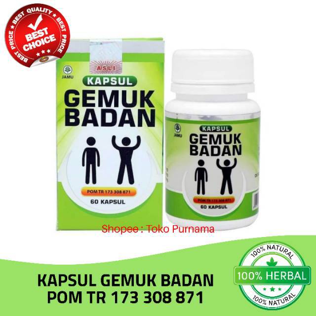 Jual Obat Gemuk Badan Herbal Kapsul Penambah Berat Badan Vitamin