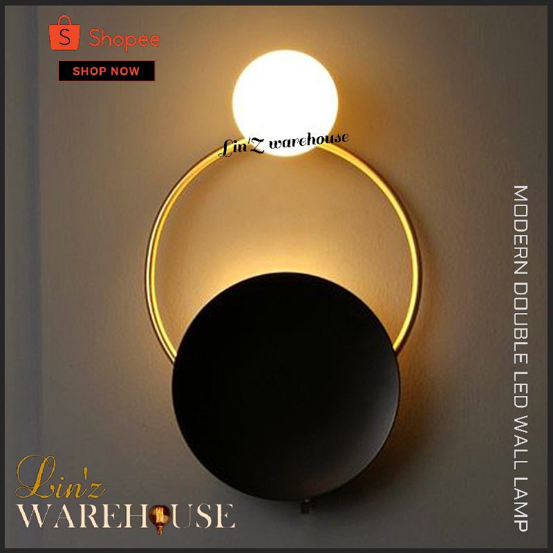 Jual Lampu Dinding MODERN GOLD RING DOUBLE LED Wall Lamp Shopee Indonesia