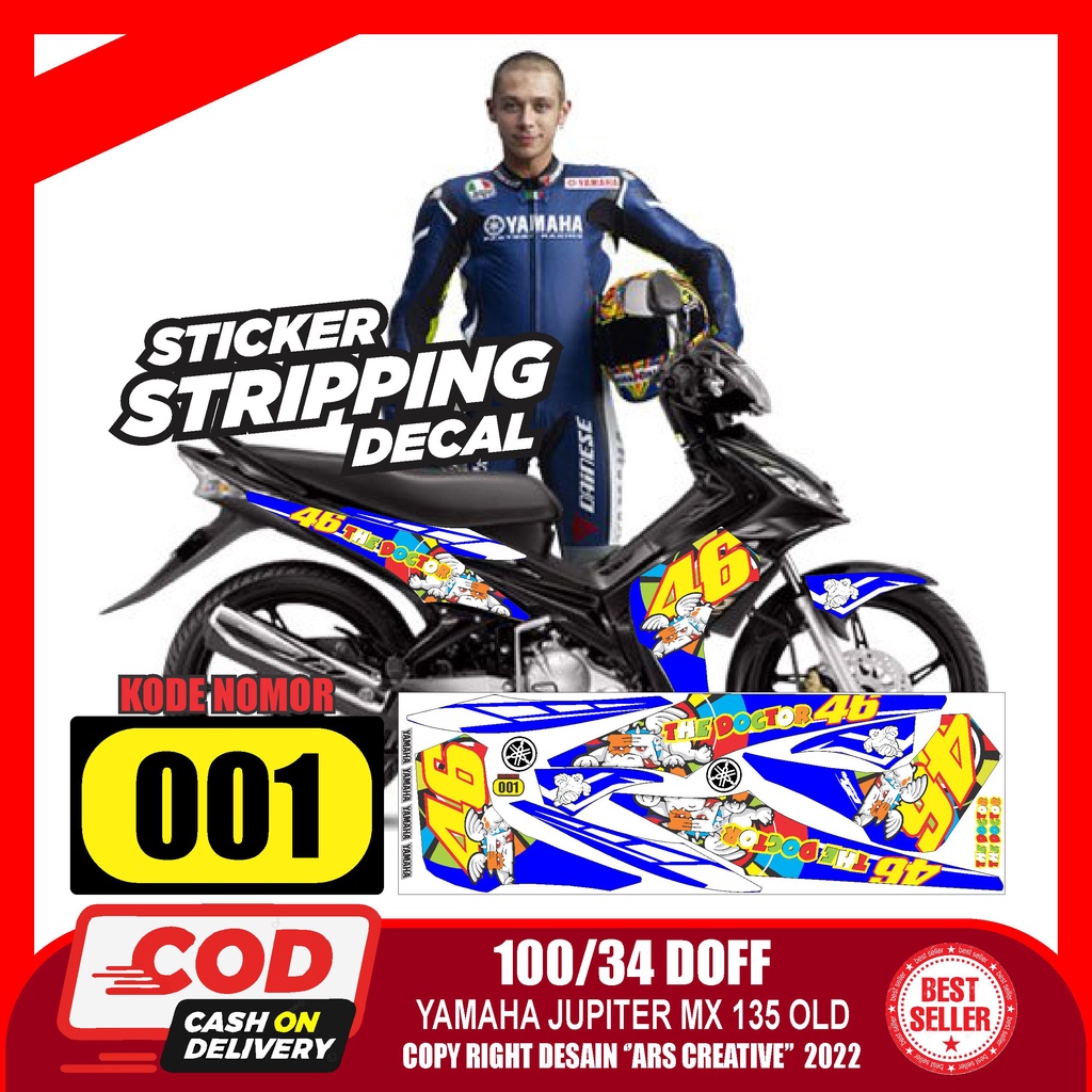 Jual Sticker Decal Striping Yamaha Jupiter Mx Old Variasi Rossi