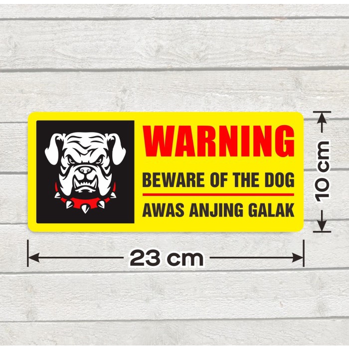 Jual Label Sticker Sign Awas Anjing Galak Stiker Vinyl Anti Air Warning