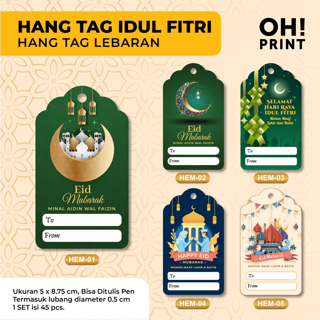 Jual 45 PCS Hang Tag Idul Fitri Hang Tag Lebaran Hang Tag Ramadhan