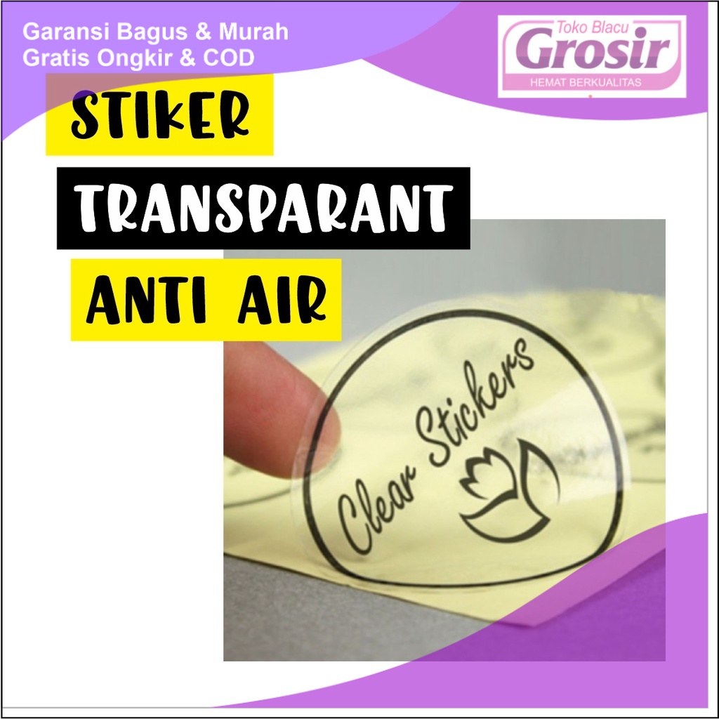 Jual Terlaris Cetak Stiker Vinyl Transparan Label Sticker Bening Anti