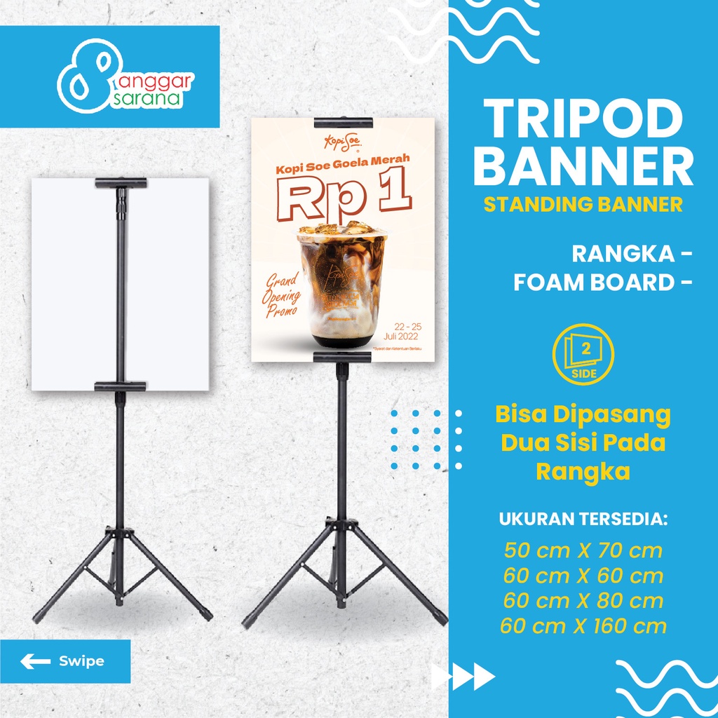 Jual Cetak Tripod Banner Stand Banner Display Banner Foamboard