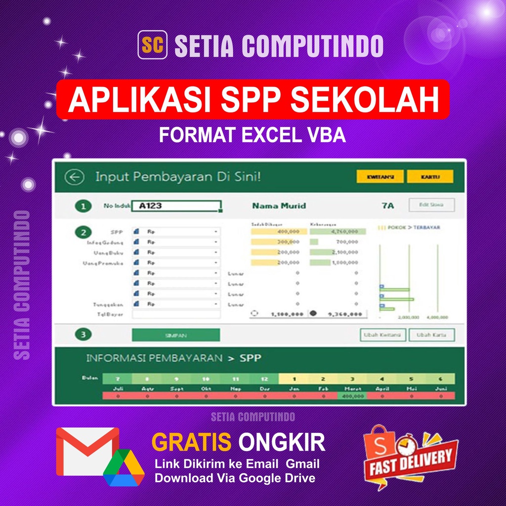 Jual Aplikasi Excel Untuk Pembayaran Spp Sekolah Shopee Indonesia