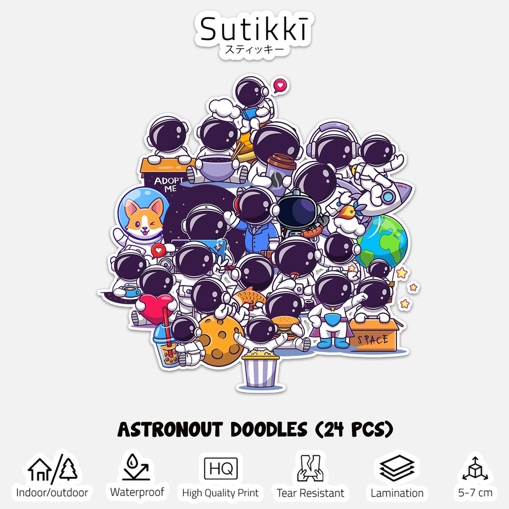 Jual Sutikki Sticker Pack Astonout Doodle Nasa Astronot Doodles Chibi