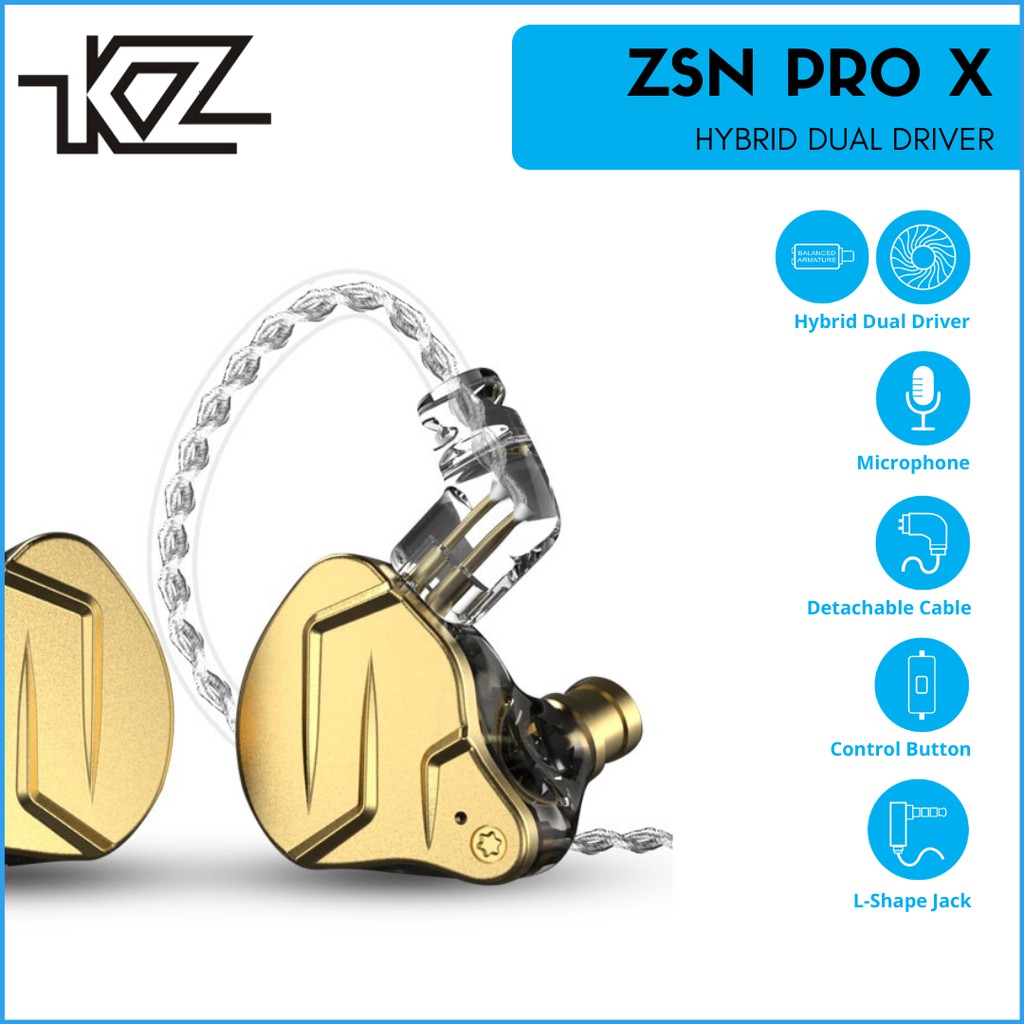 Jual Knowledge Zenith KZ ZSN Pro X With Mic Dual Driver Hybrid Earphone