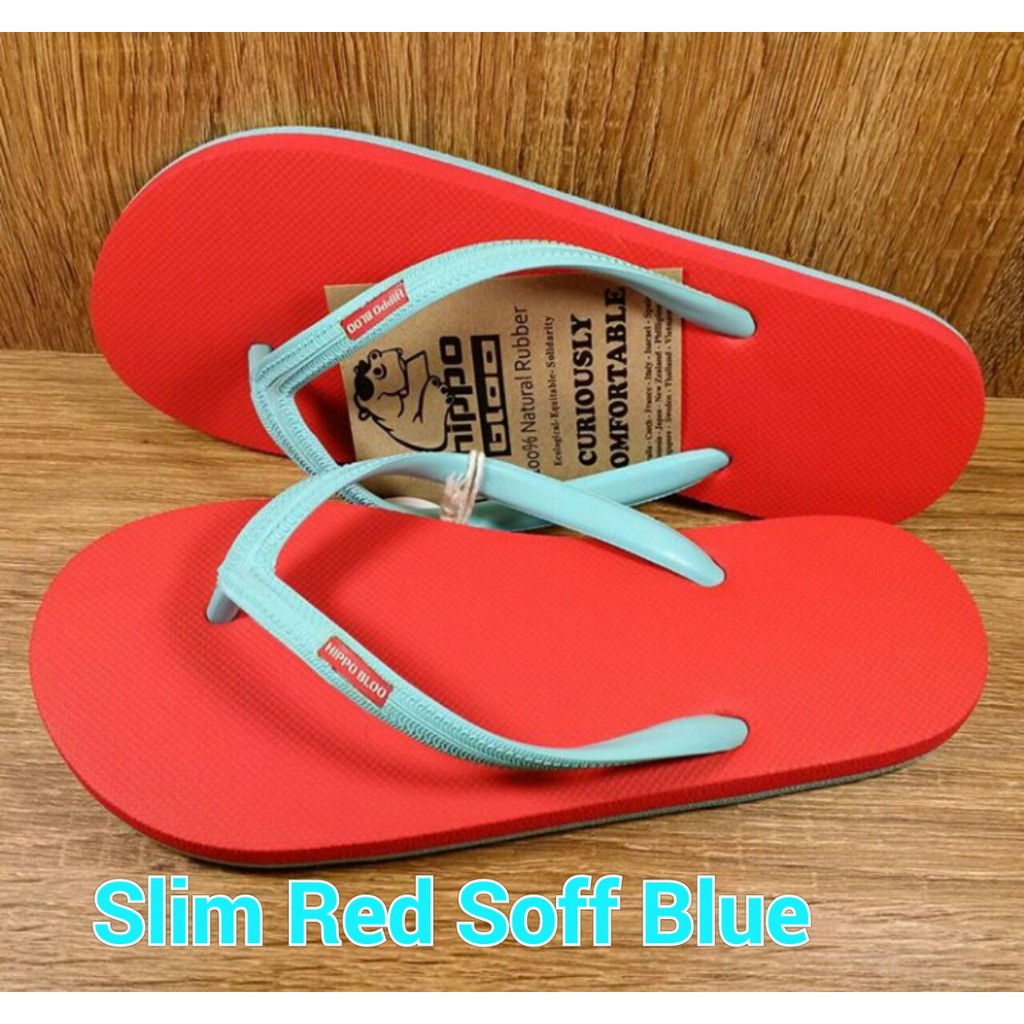 Jual Hippobloo Flip Flop Sendal Jepit Original Slim Red Light Blue