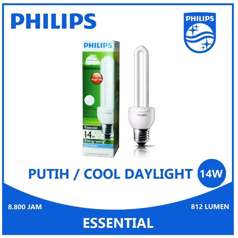 Jual Lampu Philips Essential 14W Putih Cool Daylight 6500K Jari 14 Watt