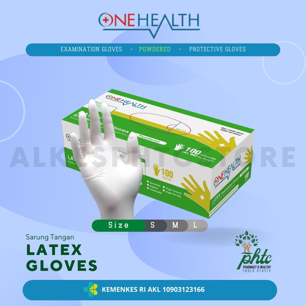 Jual Onehealth Sarung Tangan Karet L Examination Latex L Hand Gloves L