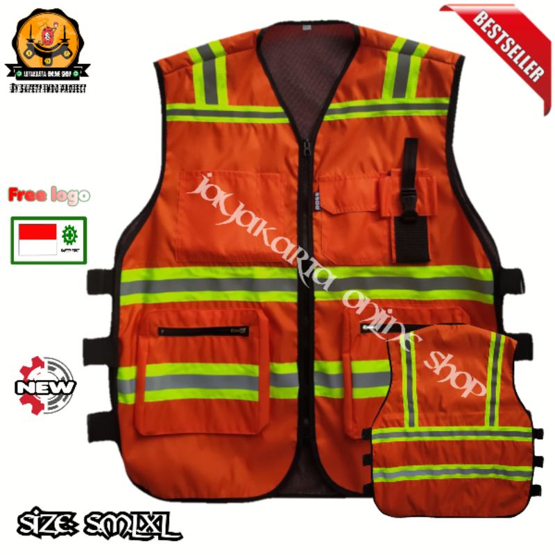 Jual Rompi Safety Oranye Taslan Water Proof Safety Vest Taslan Oranye