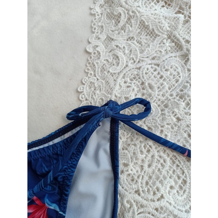 Jual Baikini Bk Rx Biru Navy Bunga Bikini Pantai Ikat Tali