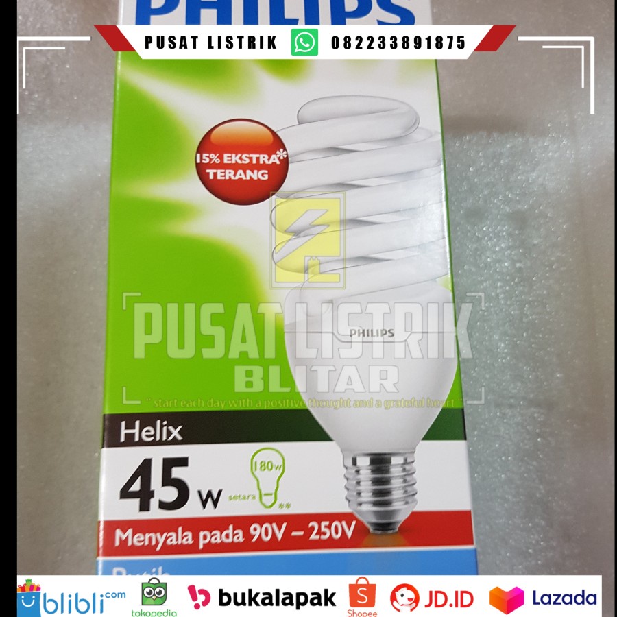 Jual LAMPU PHILIPS TORNADO HELIX 45 WATT PUTIH Shopee Indonesia