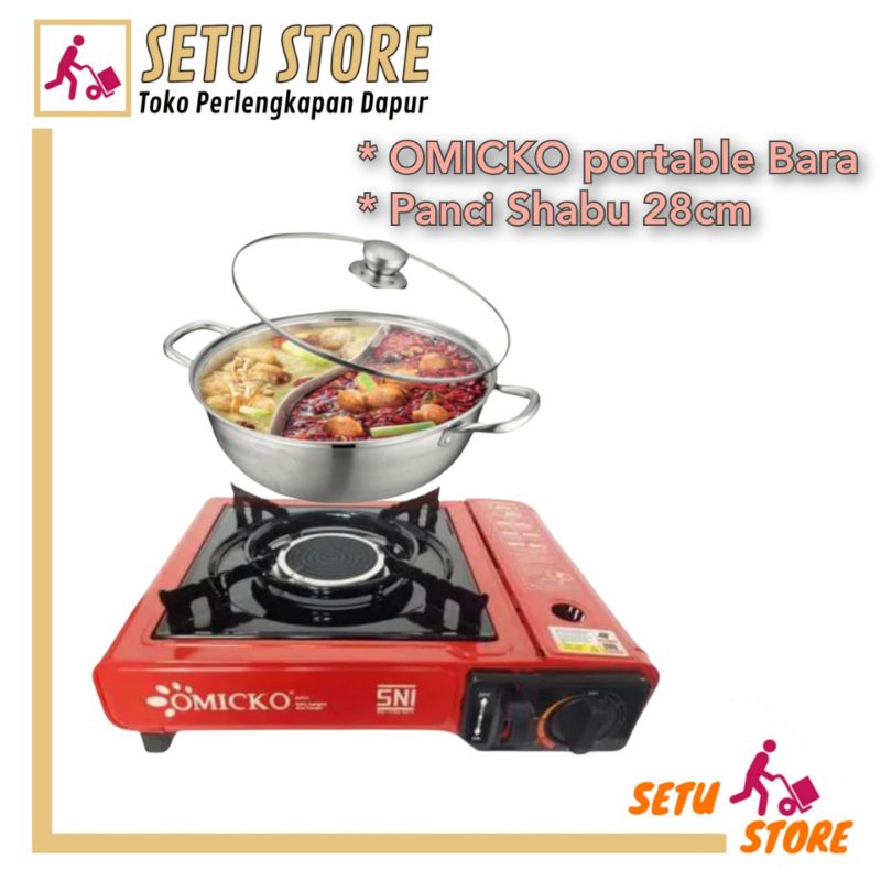 Jual Paket Steamboat Kompor Portable Panci Shabu Sekat 2 Suki Pan