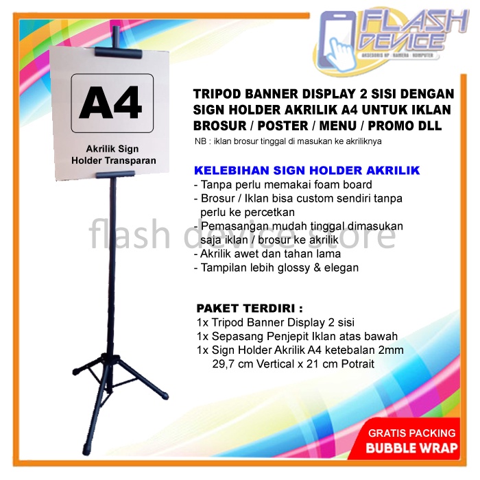 Jual Tripod Banner Display Sisi Sign Holder Akrilik A Poster