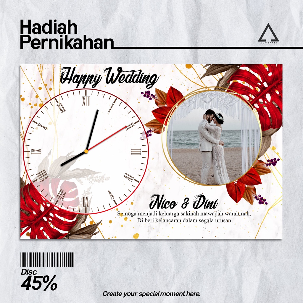 Jual Jam Dinding Hadiah Kado Pernikahan Wisuda Ulang Tahun Anniversary