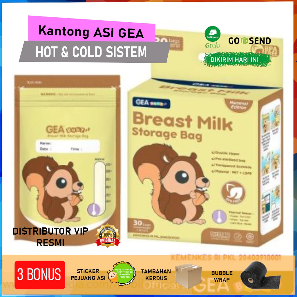 Jual Kantong Asi Dengan SENSOR PANAS Gea Baby 120ml ISI 30 Lembar