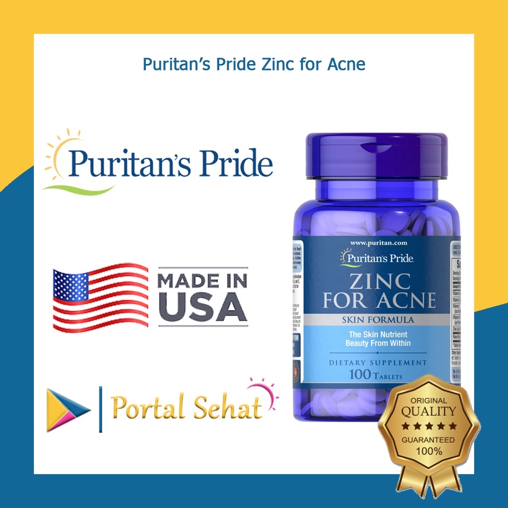 Jual Puritans Pride Zinc For Acne 100 Tablet Shopee Indonesia