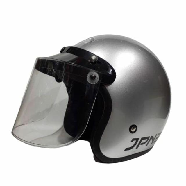 Jual Helm Bogo Retro Jpn Arc Silver Glossy Kaca Flat Datar Kaca