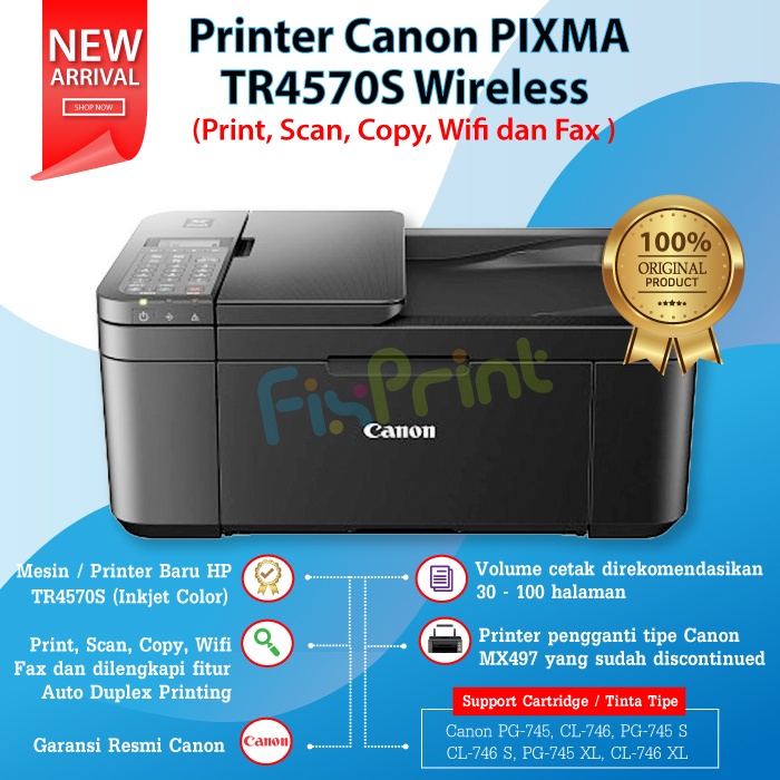 Jual Printer Canon PIXMA TR4570S TR 4570S TR4670s TR 4670s Print Scan