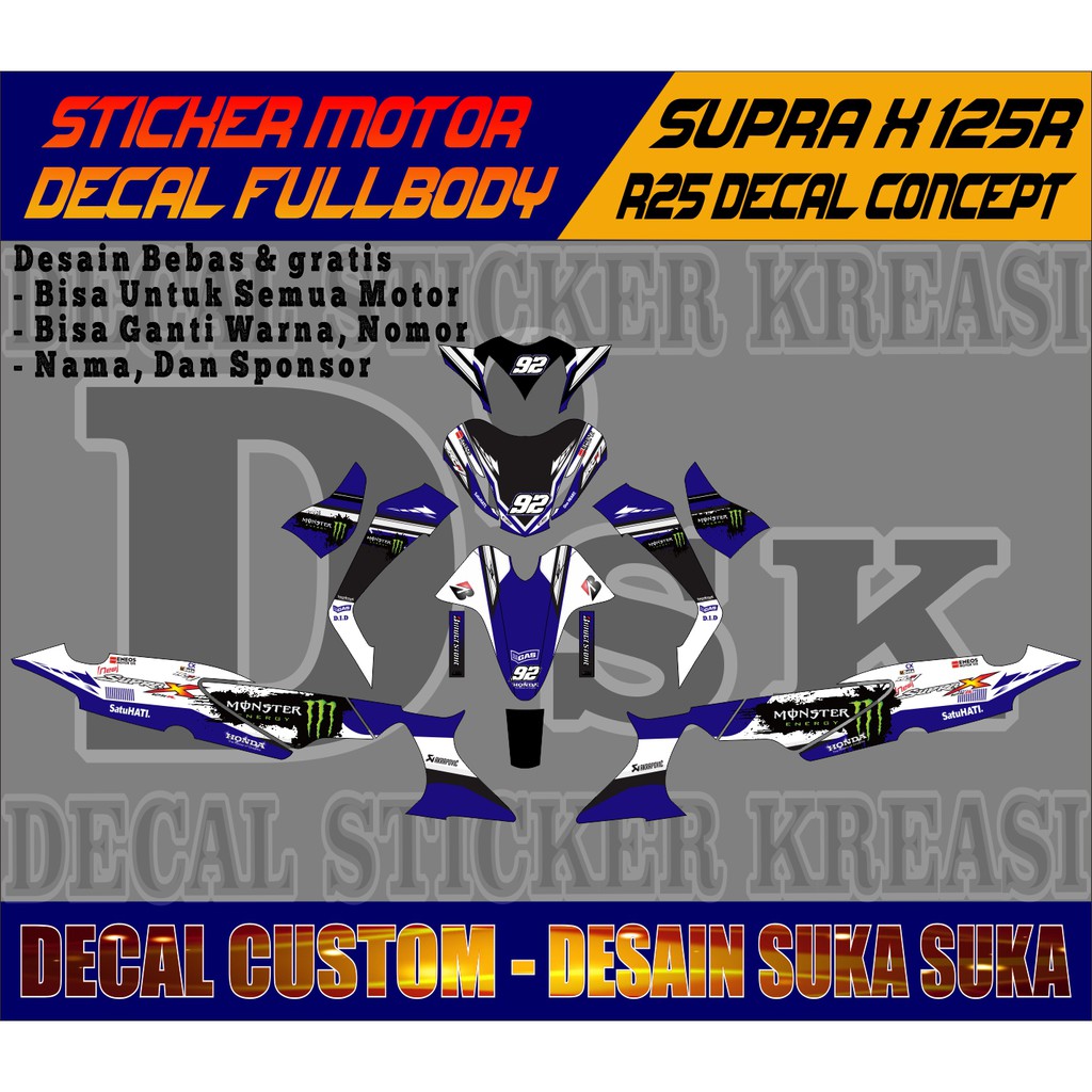 Jual Decal SUPRA X 125R Dekal SUPRA X 125R Decal SUPRA X 125R Full Body